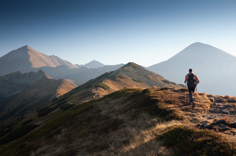 Person on a hike in the mountains