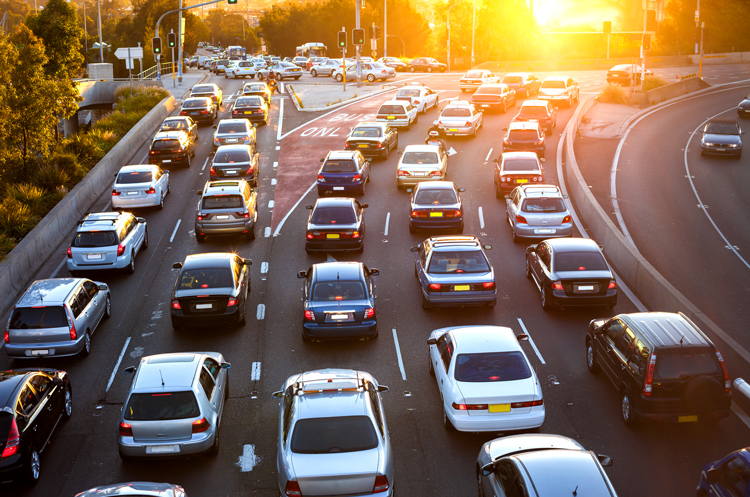 Cars stopped on a road in traffic